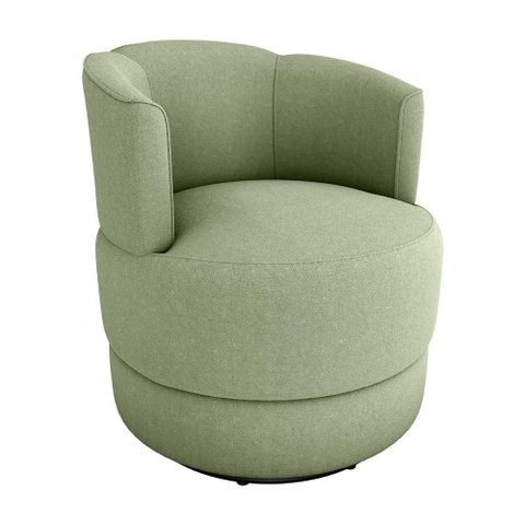 Poltrona Decorativa Giratória Base de Ferro Marselha Boucle Oliva Matrix