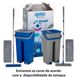 Rodo Flat Mop e Balde Lava e Seca 5l com 2 Refis - Limpeza Eficiente - 5