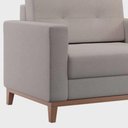 Ver imagem 5 de Poltrona Living Tecido Linho Base Madeira Para Sala