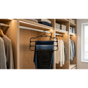 Ver imagem 3 de Kit 5 Cabides Pretos para Calças com 3 Divisórias Reforçados - Organizador de Guarda Roupa Economiza