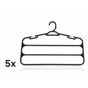 Ver imagem 1 de Kit 5 Cabides Pretos para Calças com 3 Divisórias Reforçados - Organizador de Guarda Roupa Economiza