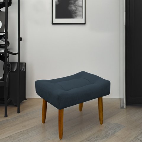 Puff Decorativo Quarto e Sala de Estar Suede Light Herrero:Azul Marinho