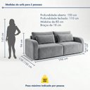 Ver imagem 3 de Sofá Cama Retrátil e Reclinável 3 Lugares Veludo Prata 196cm Montreal