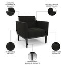 Ver imagem 5 de Sofá Namoradeira e 2 Poltronas Base Madeira Preto Ana Suede Preto - Ibiza