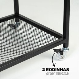 Carrinho de Churrasco Gourmet Estilo Industrial com Tábua Teka Removível - 7