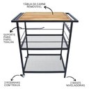 Ver imagem 2 de Carrinho de Churrasco Gourmet Estilo Industrial com Tábua Teka Removível