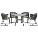 Ver imagem 1 de Mesa com 4 Cadeiras de Jantar Roma 100cm e Noronha em Aluminío Preto Corda Nautica Estofado 5 Trama