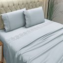 Ver imagem 2 de Jogo Cama Lençol Detail King Bordado Guipir Bordado Inglês Percal 300 Fios 4 Peças - Cinza