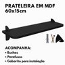 Prateleira Multiuso em Mdf Preto Tx 60x15cm – Moderna e Fácil de Instalar - 2
