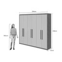 Ver imagem 2 de Guarda Roupa Casal 6 Portas (2 C/ Espelho) e 5 Gavetas C/ Pés Áries Amêndoa - Lopas