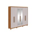 Ver imagem 4 de Guarda Roupa Casal 6 Portas (2 C/ Espelho) e 5 Gavetas C/ Pés Áries Amêndoa - Lopas