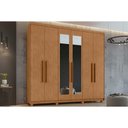 Ver imagem 1 de Guarda Roupa Casal 6 Portas (2 C/ Espelho) e 5 Gavetas C/ Pés Áries Amêndoa - Lopas