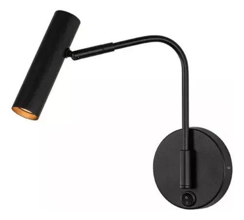 Arandela Articulada Liga Desliga Parede Cama Interruptor:preto Fosco
