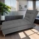 Ver imagem 1 de Sofa Cama Chaise Bicama Reclinavel Sala Lavinia Suede:Cinza/Suede