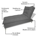 Ver imagem 2 de Sofa Cama Chaise Bicama Reclinavel Sala Lavinia Suede:Cinza/Suede