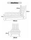 Ver imagem 5 de Sofa Cama Chaise Bicama Reclinavel Sala Lavinia Suede:Cinza/Suede
