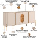 Ver imagem 6 de Aparador Buffet Bessa 4 Portas Tampo em MDF Off White 180cm Lyam Decor
