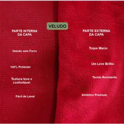 Kit 2 Capas para Almofada Drapeada em Veludo Quadrada 60x60 Vermelho - 3