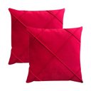 Ver imagem 1 de Kit 2 Capas para Almofada Drapeada em Veludo Quadrada 60x60 Vermelho