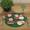 Capa para Sousplat Verde Papai Noel Natal Tecido Oxford - 35x35cm 4 Peças - 1