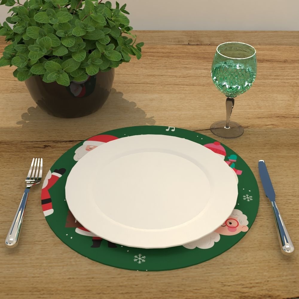 Capa para Sousplat Verde Papai Noel Natal Tecido Oxford - 35x35cm 4 Peças - 2