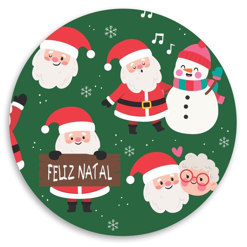 Capa para Sousplat Verde Papai Noel Natal Tecido Oxford - 35x35cm 4 Peças - 3