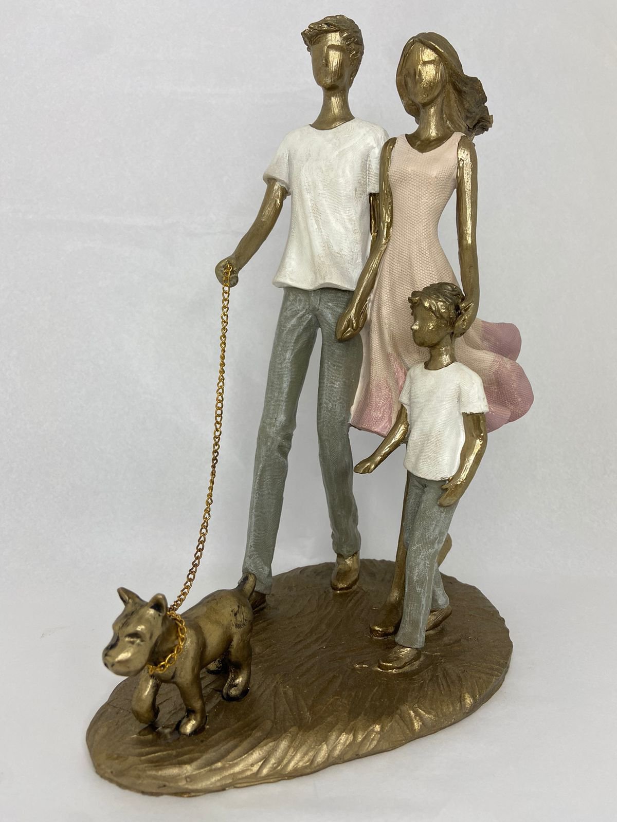 Escultura Decorativa Em Resina Pai E Mãe Com Filho E Pet 25cm|Luart´s Decor Espressione - 1