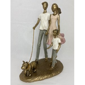 Escultura Decorativa Em Resina Pai E Mãe Com Filho E Pet 25cm|Luart´s Decor Espressione