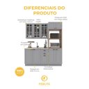 Ver imagem 5 de Armário de Cozinha Modulada Compacta Fidelitá Nara 100% MDF 3 Peças 190cm 10 Portas 2 Gavetas sem
