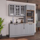 Ver imagem 1 de Armário de Cozinha Modulada Compacta Fidelitá Nara 100% MDF 3 Peças 190cm 10 Portas 2 Gavetas sem