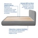 Ver mais imagens de Cama com Cabeceira Estofada Casal Orla CabeCasa MadeiraOriginals