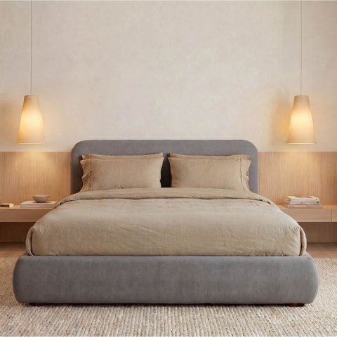 Cama com Cabeceira Estofada Casal Orla CabeCasa MadeiraOriginals