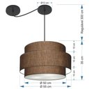 Ver imagem 2 de Lustre Sala de Jantar com Desvio Vivare Md-4400 Cúpula em Tecido 55cm Café 127/220v