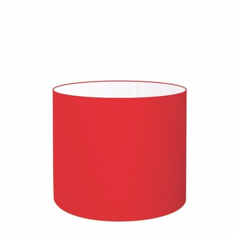 Cúpula Abajur e Luminária em Tecido Cilíndrica Vivare Cp-8013 Ø30x30cm - Bocal Europeu - Vermelho