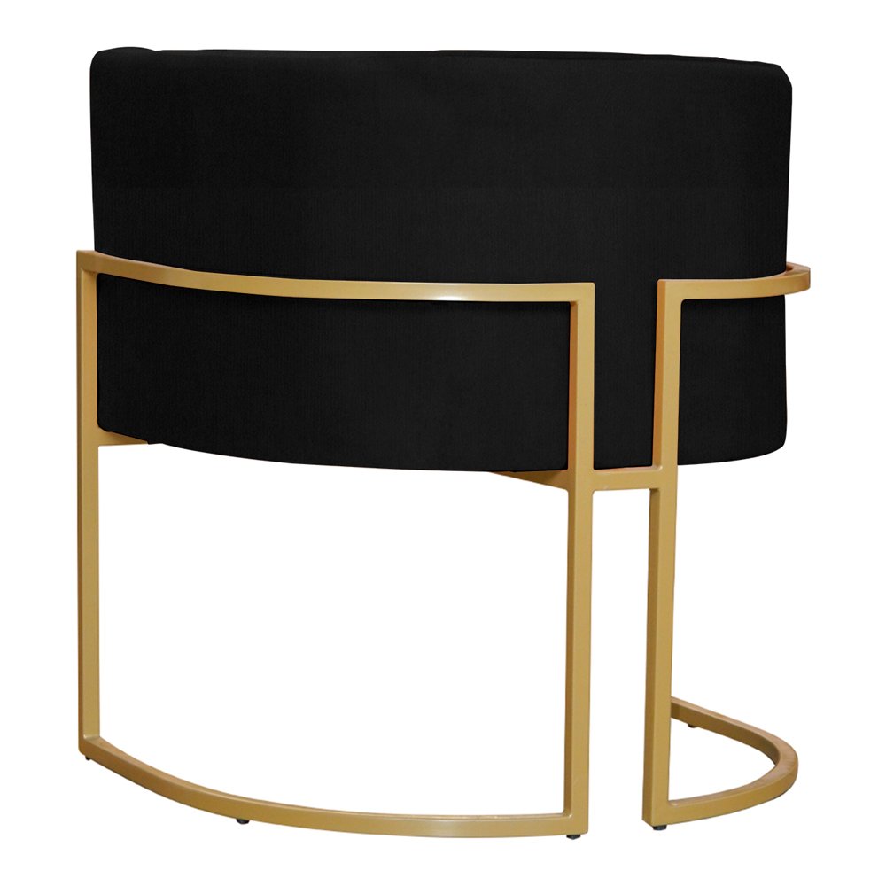 Kit 2 Poltronas Decorativa Sala de Estar Luana Base Gold Suede Preto - Montanaris Decor - 7