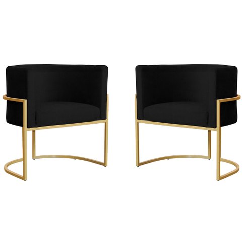 Kit 2 Poltronas Decorativa Sala de Estar Luana Base Gold Suede