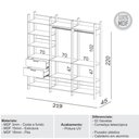 Ver imagem 3 de Guarda Roupa Closet com Cabideiros Dalla Costa 100% Mdf Cor:off White com Freijó