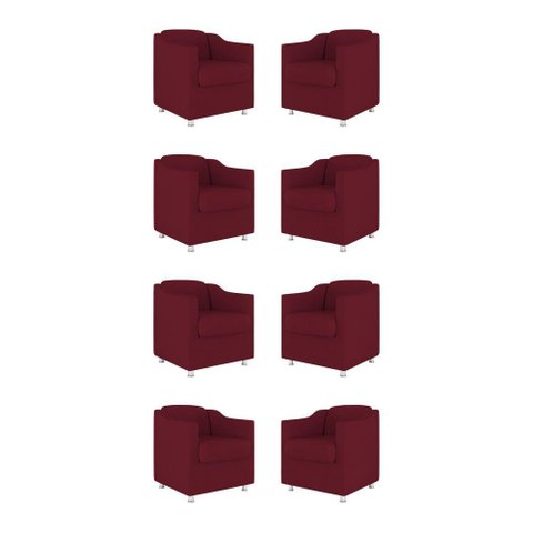 Kit 08 Cadeiras Poltronas Decorativas Sala de Espera Clinica Tecido Cor:marsala