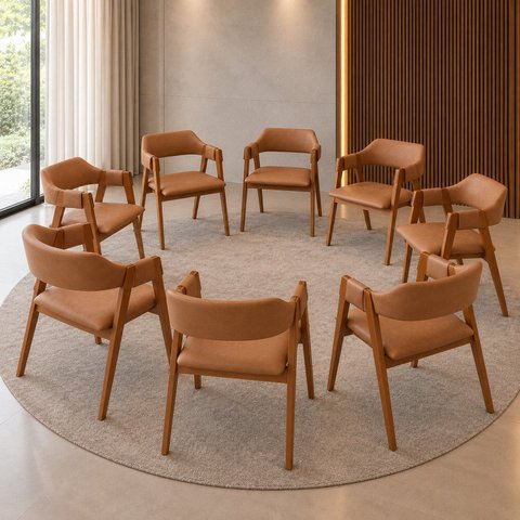 Kit 8 Poltronas Lux Ergônomicas Revestida em Durango para Recepções & Sala de Estar