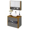 Kit Gabinete de Banheiro Santorini Ii com Espelheira e Cuba Titanium/naturale - 2