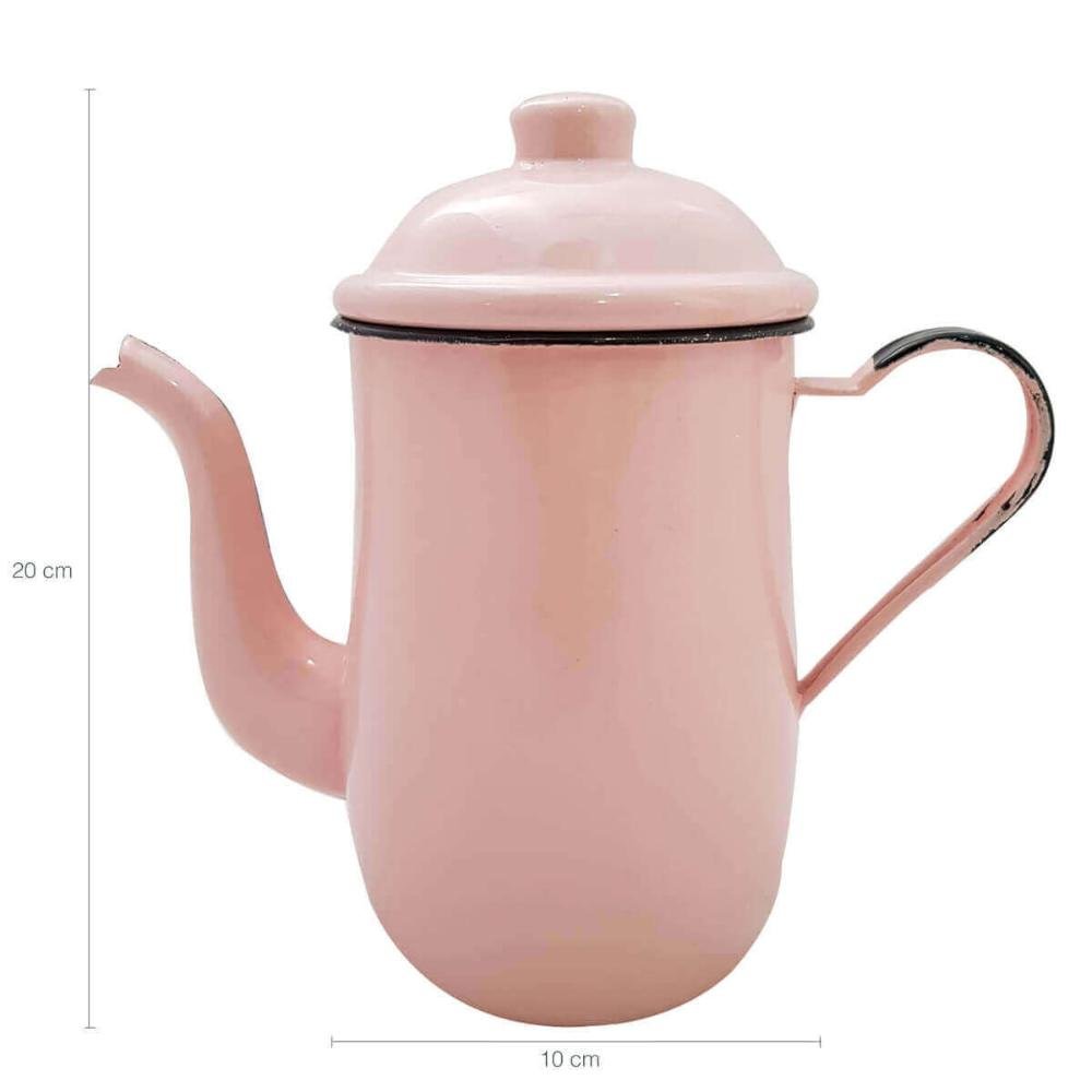 Bule Café Esmaltado 1,25 Litros e 6 Xícaras 70ml Tradicional Rosa - 4