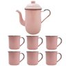 Bule Café Esmaltado 1,25 Litros e 6 Xícaras 70ml Tradicional Rosa - 1