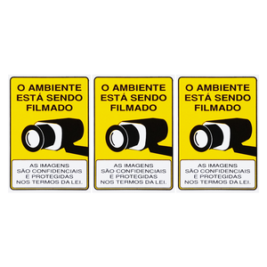 Combo 10 Placas De Sinalização O Ambiente Está Sendo Filmado 15x20 Acesso - P-25/1 F9e