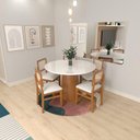Ver imagem 1 de Conjunto de Mesa e 5 Cadeiras Cone Tampo MDF com Vidro Off-White 120cm
