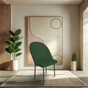 Ver imagem 2 de Kit 8 Cadeiras Poltrona de Jantar Ariel Suede Verde Pés de Ferro Preto - Pallazio