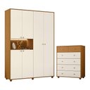 Ver imagem 1 de Jogo de Quarto Vittoria com Guarda Roupa e Cômoda Cinamomo/off White - Móveis Albatroz