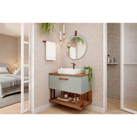 Conjunto Banheiro c/Espelho Duna/Lua 80cm Pistachefreijo MGM