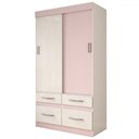 Ver imagem 4 de Guarda-roupa Solteiro Trento 2 Portas 4 Gavetas Flex Branco/rosa Chá - Panorama Móveis