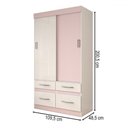 Ver imagem 5 de Guarda-roupa Solteiro Trento 2 Portas 4 Gavetas Flex Branco/rosa Chá - Panorama Móveis