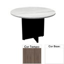 Ver imagem 1 de Mesa de Reunião Redonda 110x110cm Pé Painel Pe25 em MDP Cor Walnut e Base Branca